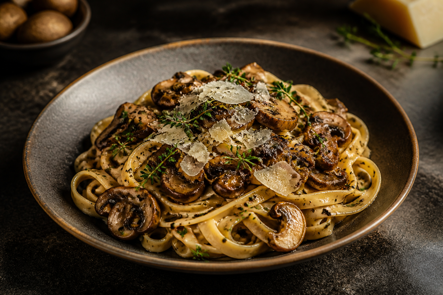 Truffle tagliatelle with mushrooms and parmesan